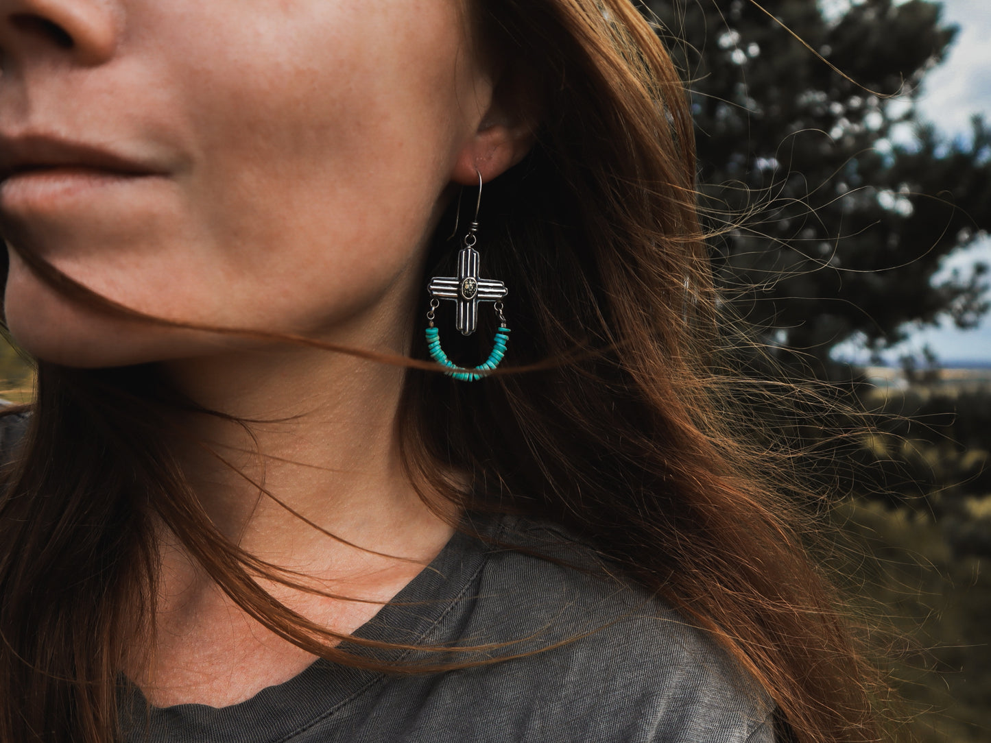 Gatsby Earrings - New Lander & Turquoise Beads