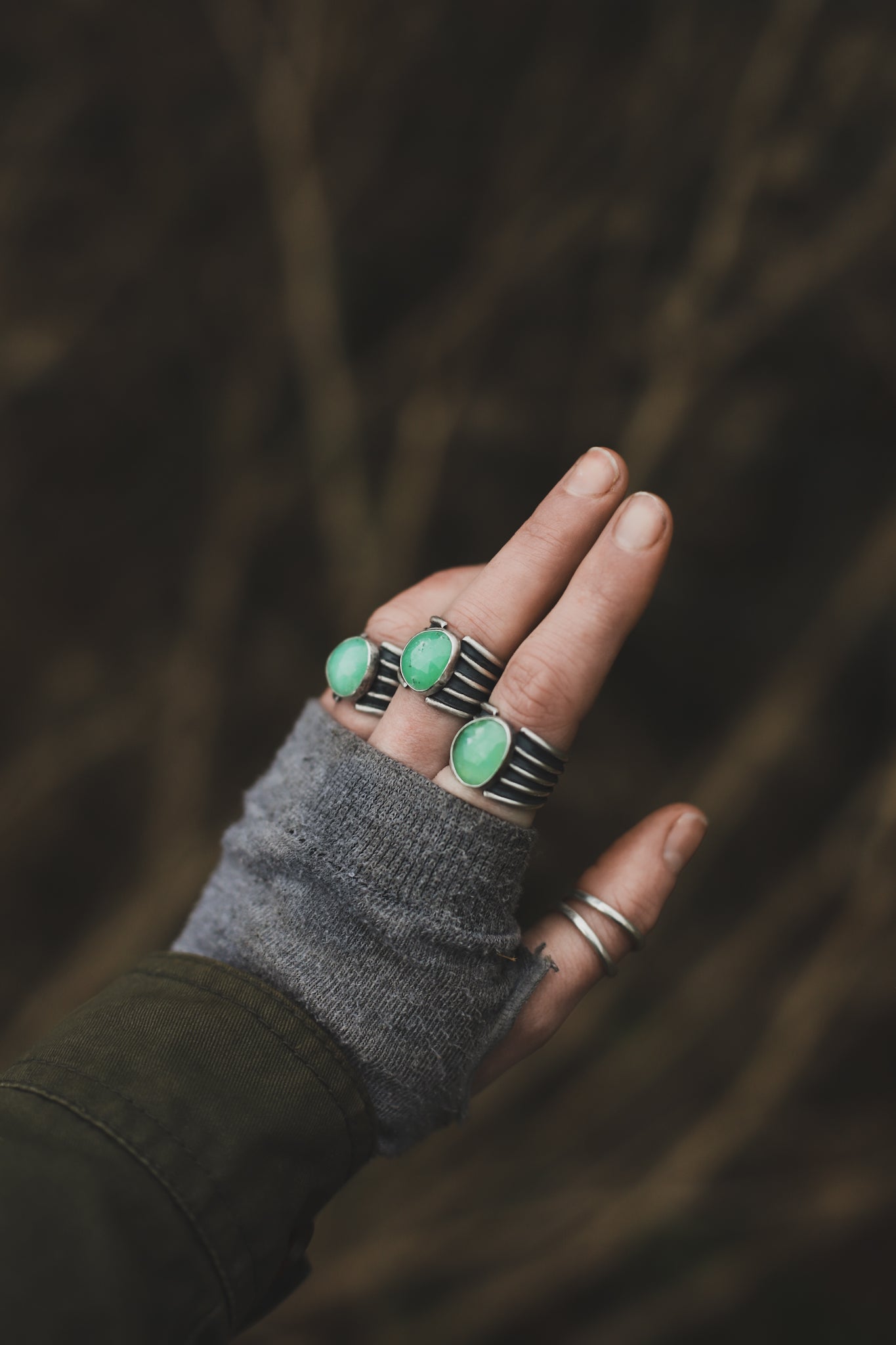 Chevron Ring - Chrysoprase - O 1/2 / 7.5