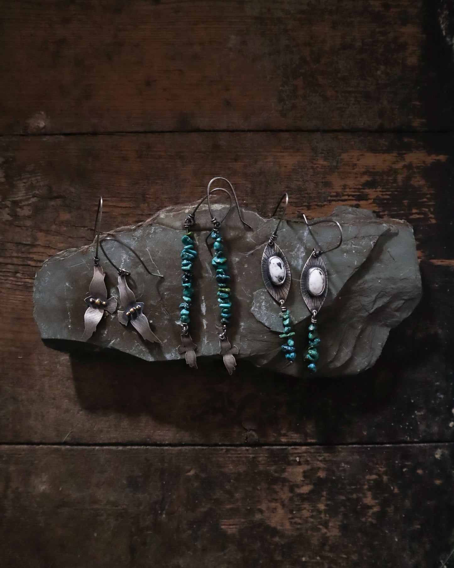White Buffalo & Turquoise Nugget Earrings