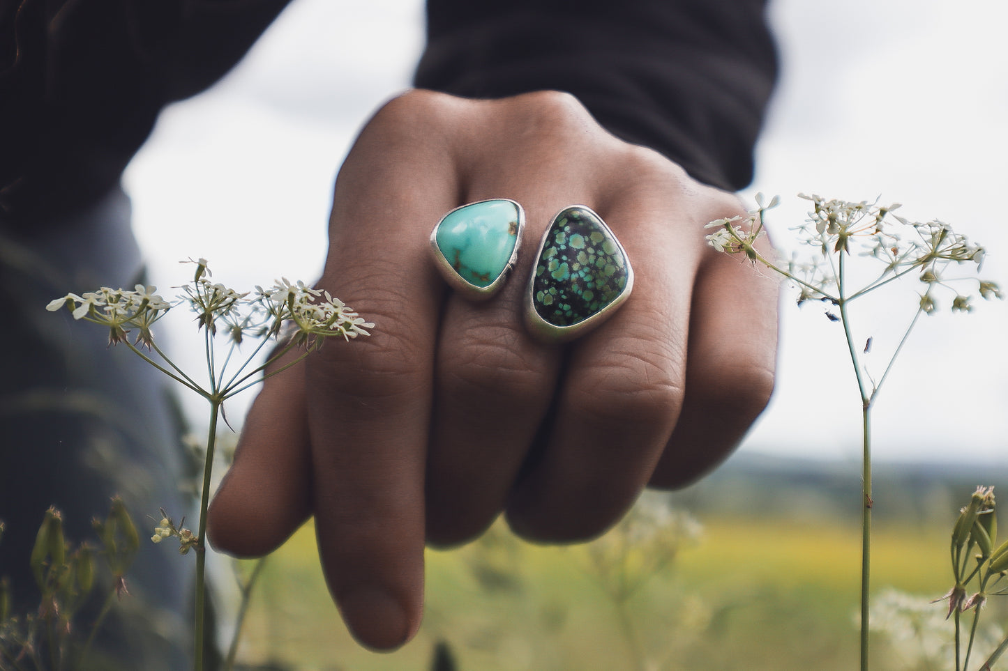 Balance Ring - Bamboo Mountain & Thunderbird Turquoise - Size O / 7.25