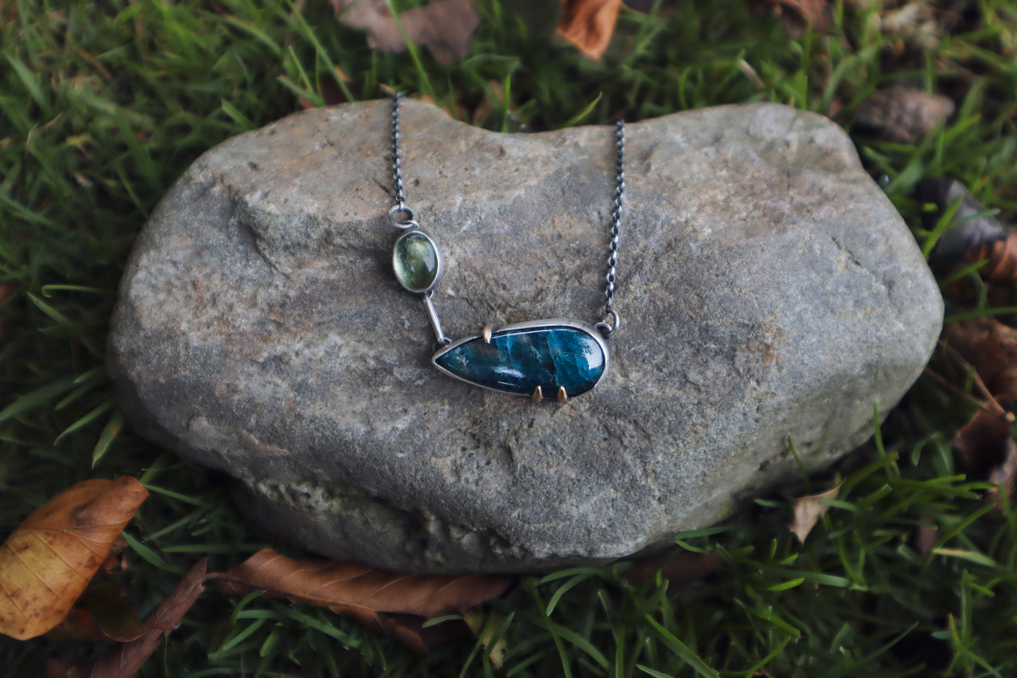 RESERVED FOR JANINA - Crest the Horizon Necklace - Apatite & Green Amethyst
