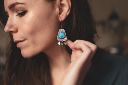 Dropper Shield Earrings - Turquoise