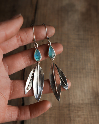 Labradorite Willow Leaf Earrings