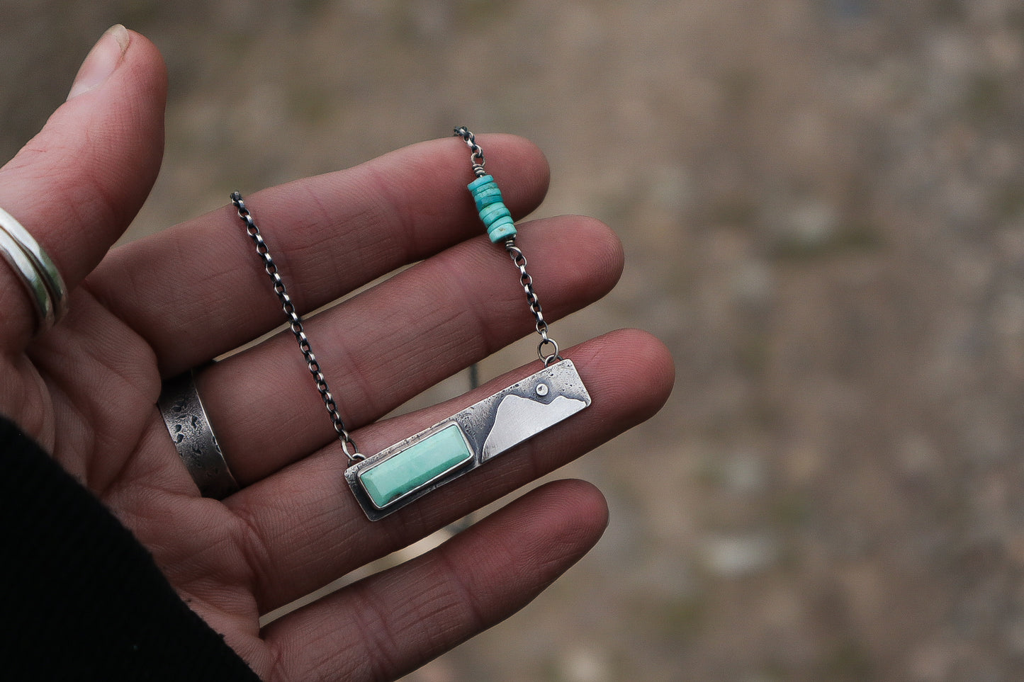 Mountain Seeker Bar Necklace #2 - Broken Arrow Variscite