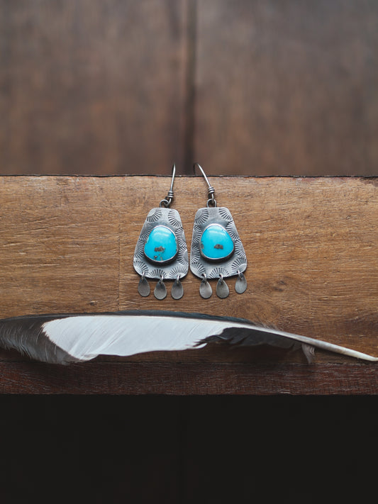 Dropper Shield Earrings - Turquoise