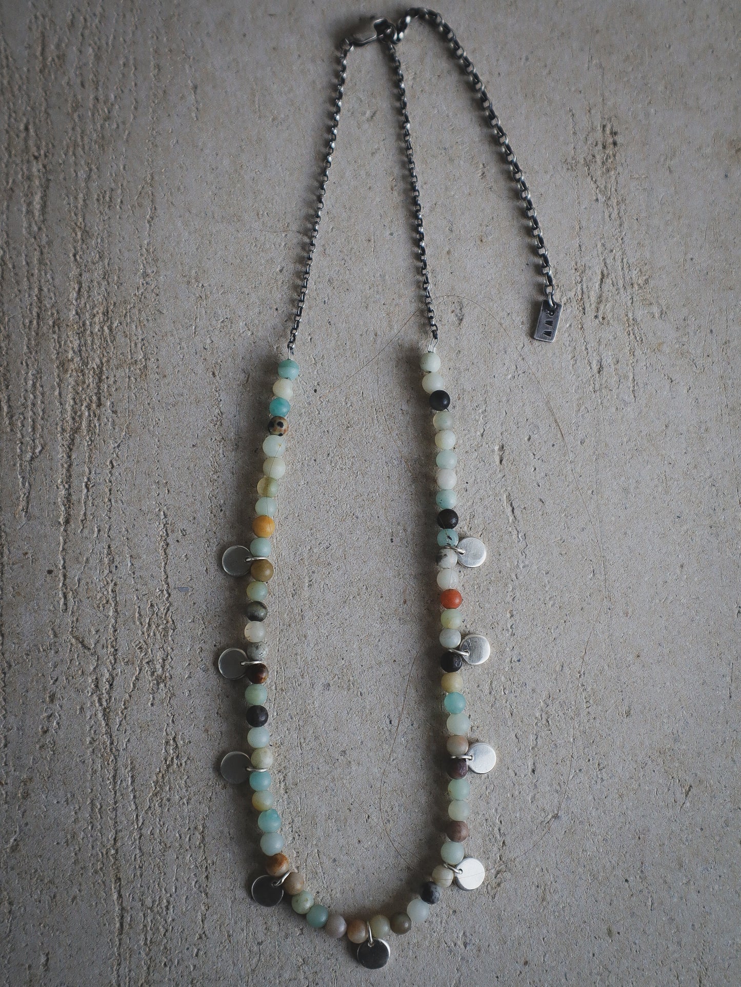 Amazonite Coin Charm Choker