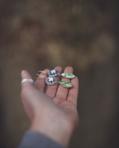 Earth & Ether Earrings - Mother of Pearl & Verde Valley