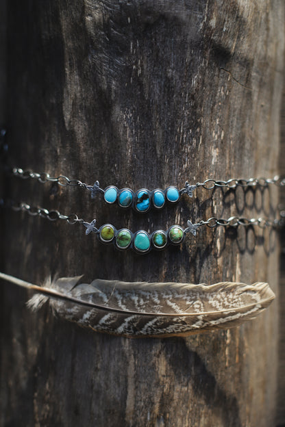 Ombre Multistone Choker - Mixed Sky Blue Turquoise