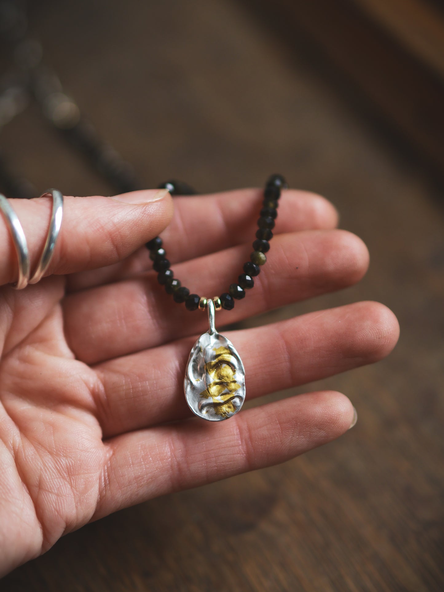 **RESERVED FOR MIA** River Relic Necklace - Golden Obsidian + 24ct Gold