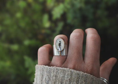 Komorebi Ring - Dendritic Agate + Gold - M 1/2 / 6.25