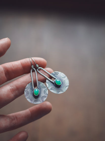 Sunray Portal Earrings - Chalcedony