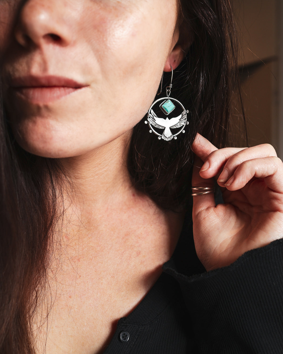 Built to Rise Hoops - Number 8 Turquoise