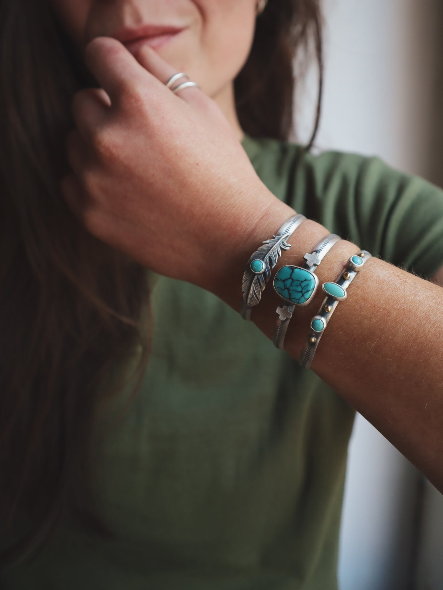 Mixed Metal Turquoise Cuff