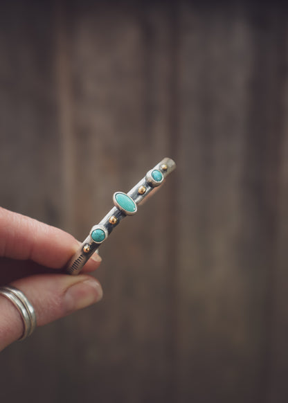 Mixed Metal Turquoise Cuff