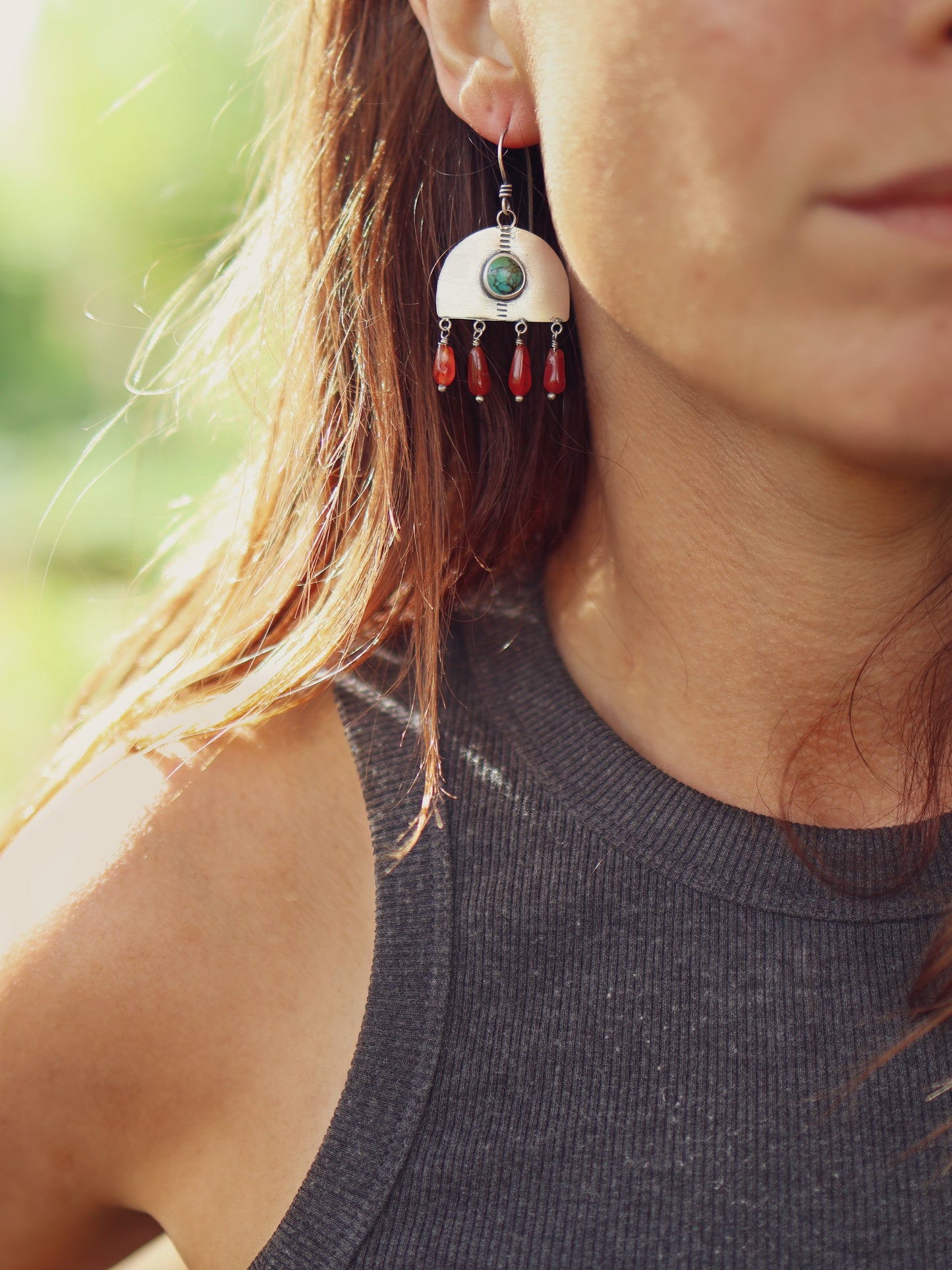 Ebb + Flow Earrings - Bamboo Mountain + Carnelian