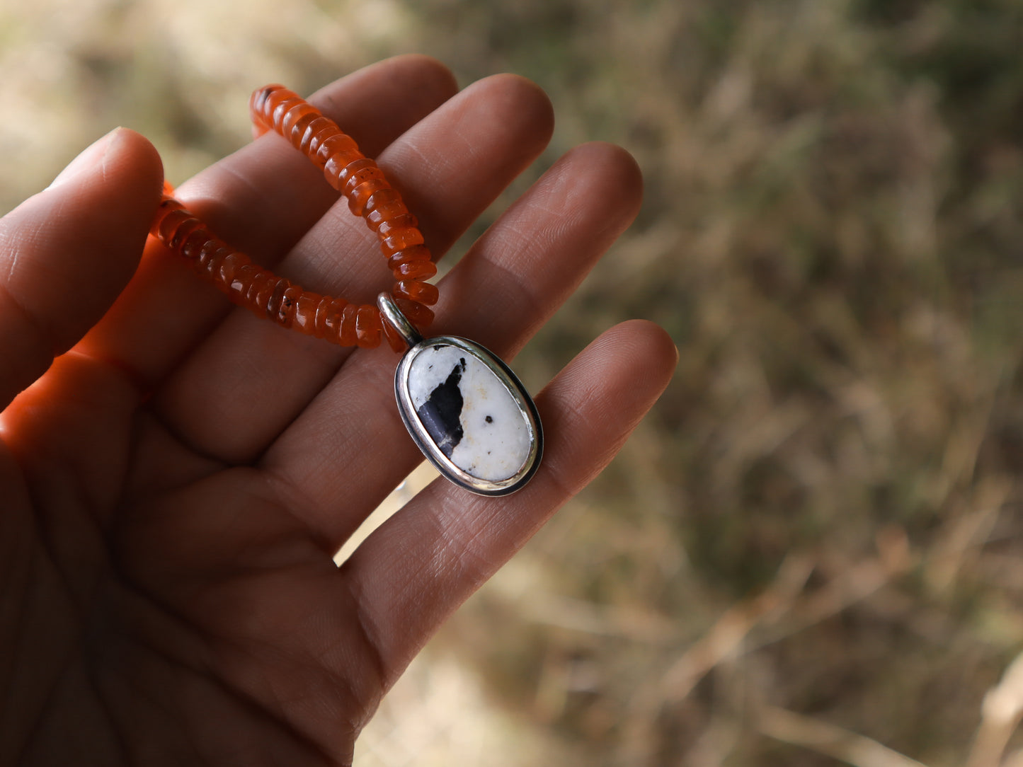 Hopi Necklace - White Buffalo + Carnelian