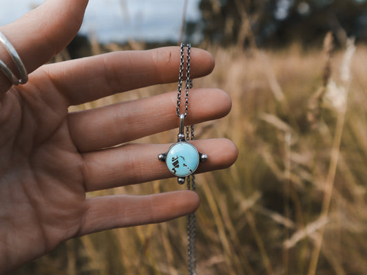 Compass Necklace - Blue Moon