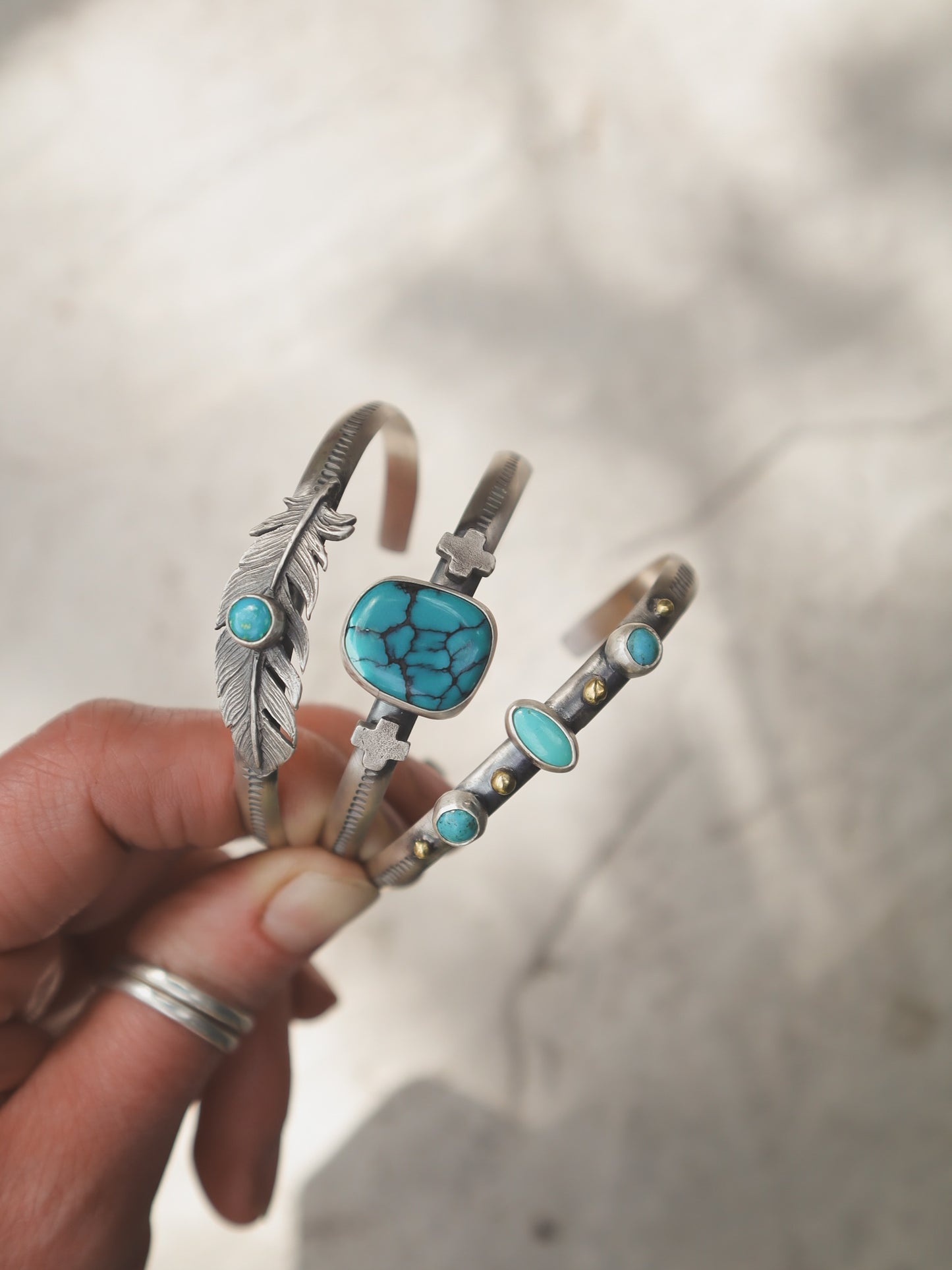 Mixed Metal Turquoise Cuff