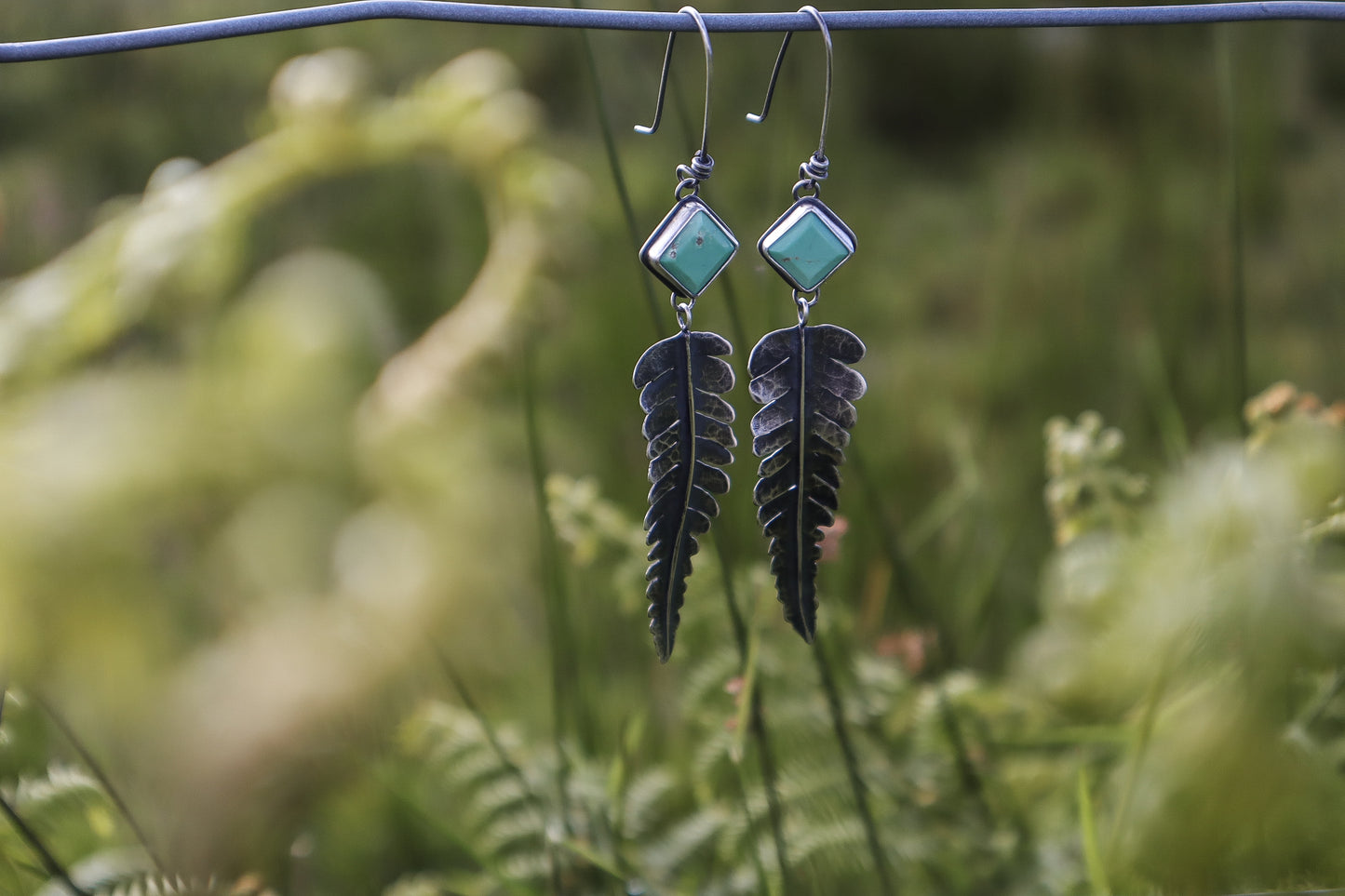 Fern Earrings with Broken Arrow Variscite