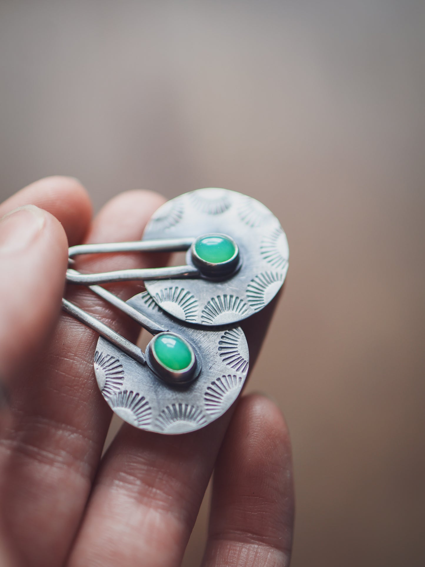 Sunray Portal Earrings - Chalcedony