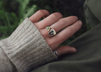 Komorebi Ring - Dendritic Agate, Green Amethyst + Gold - P-R / 7.5-8.5