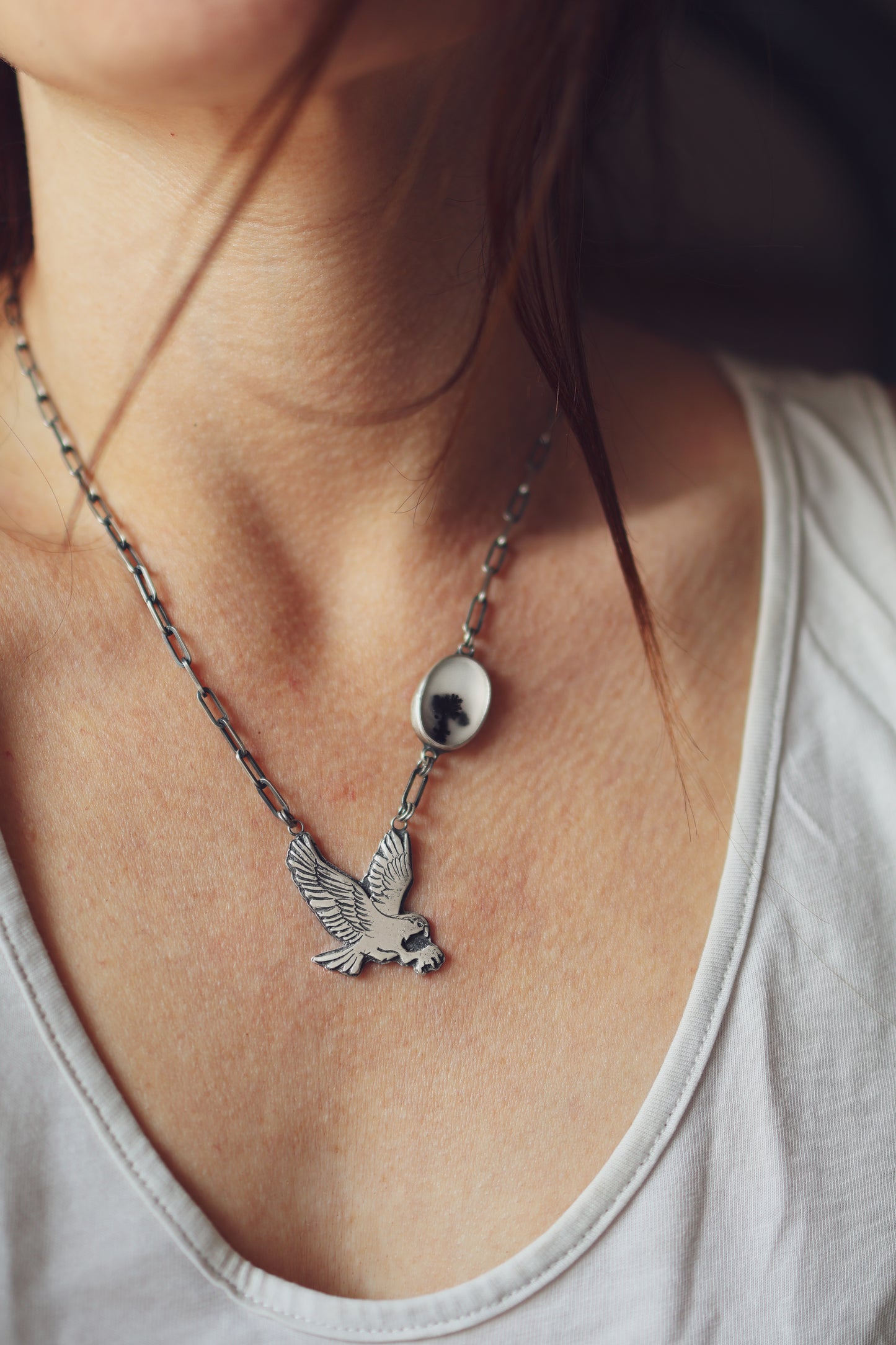 Custom for Christy - 50% Balance - Osprey + Dendritic Agate Necklace