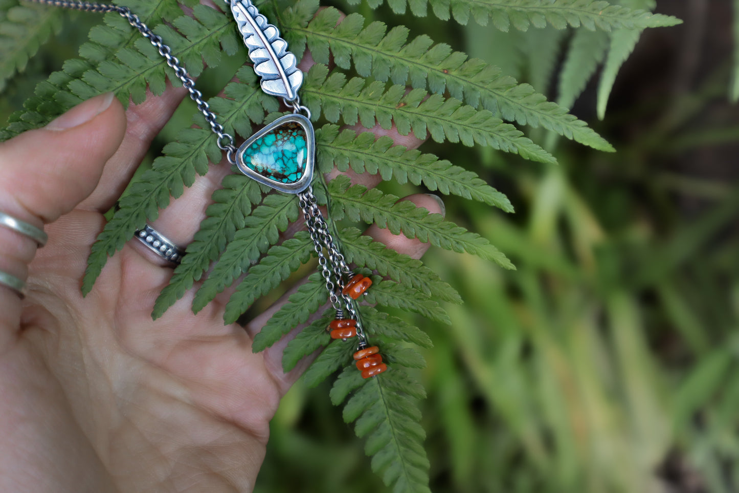 Fern Cascade Necklace - Hubei & Carnelian