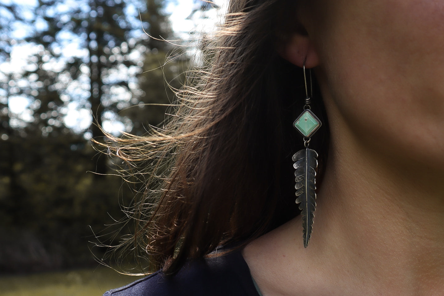 Fern Earrings with Broken Arrow Variscite