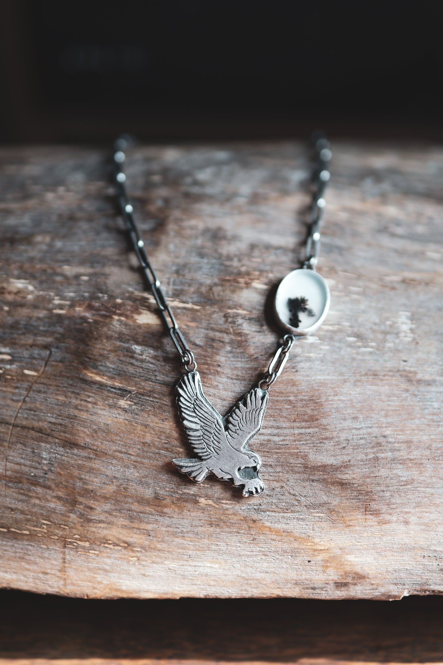 Custom for Christy - 50% Balance - Osprey + Dendritic Agate Necklace