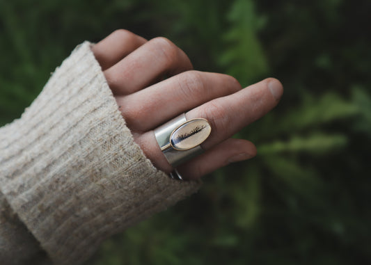 Komorebi Ring - Dendritic Agate + Gold - Q / 8