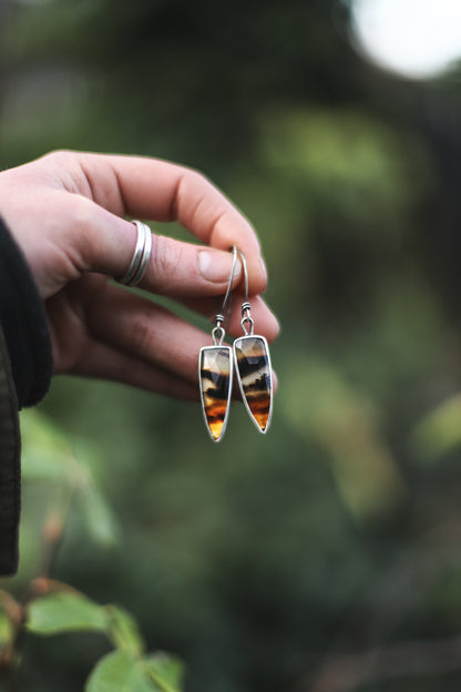 Smoke & Dust Drop Earrings - Montana Agate