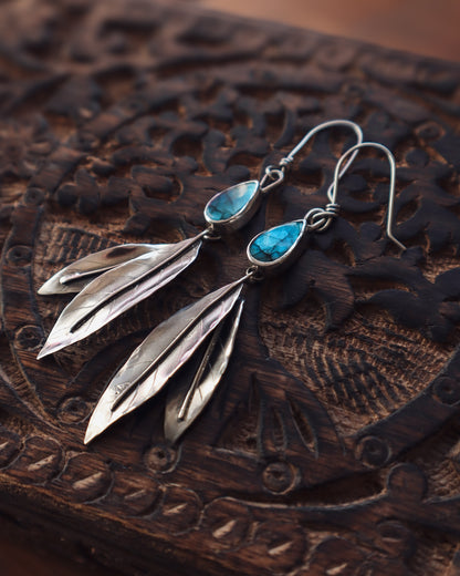 Labradorite Willow Leaf Earrings