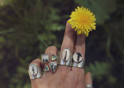 Komorebi Ring - Dendritic Agate + Gold - M 1/2 / 6.25