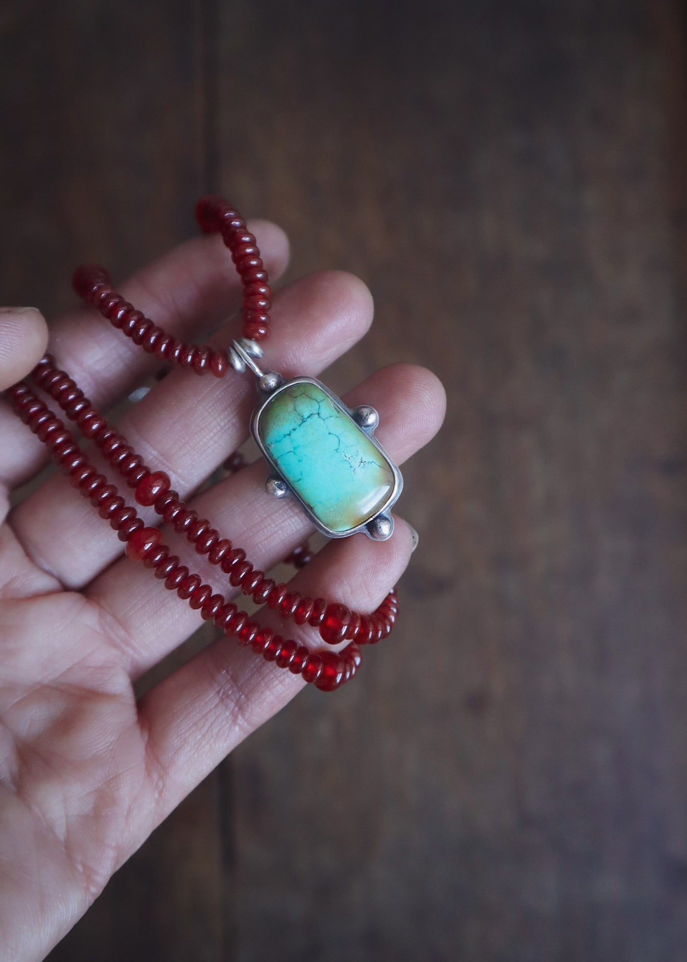 Bamboo Mountain + Carnelian Beaded Necklace