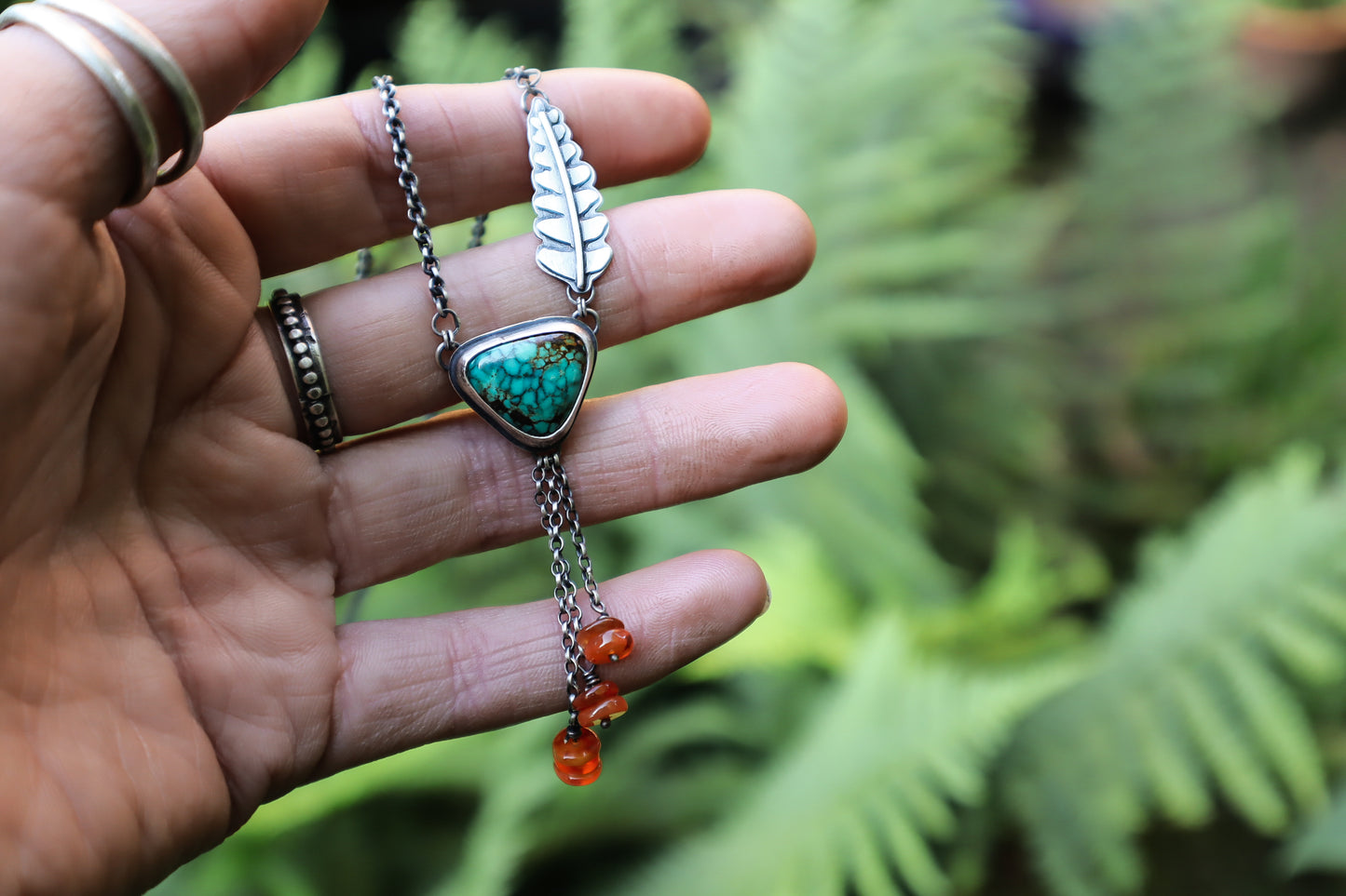 Fern Cascade Necklace - Hubei & Carnelian