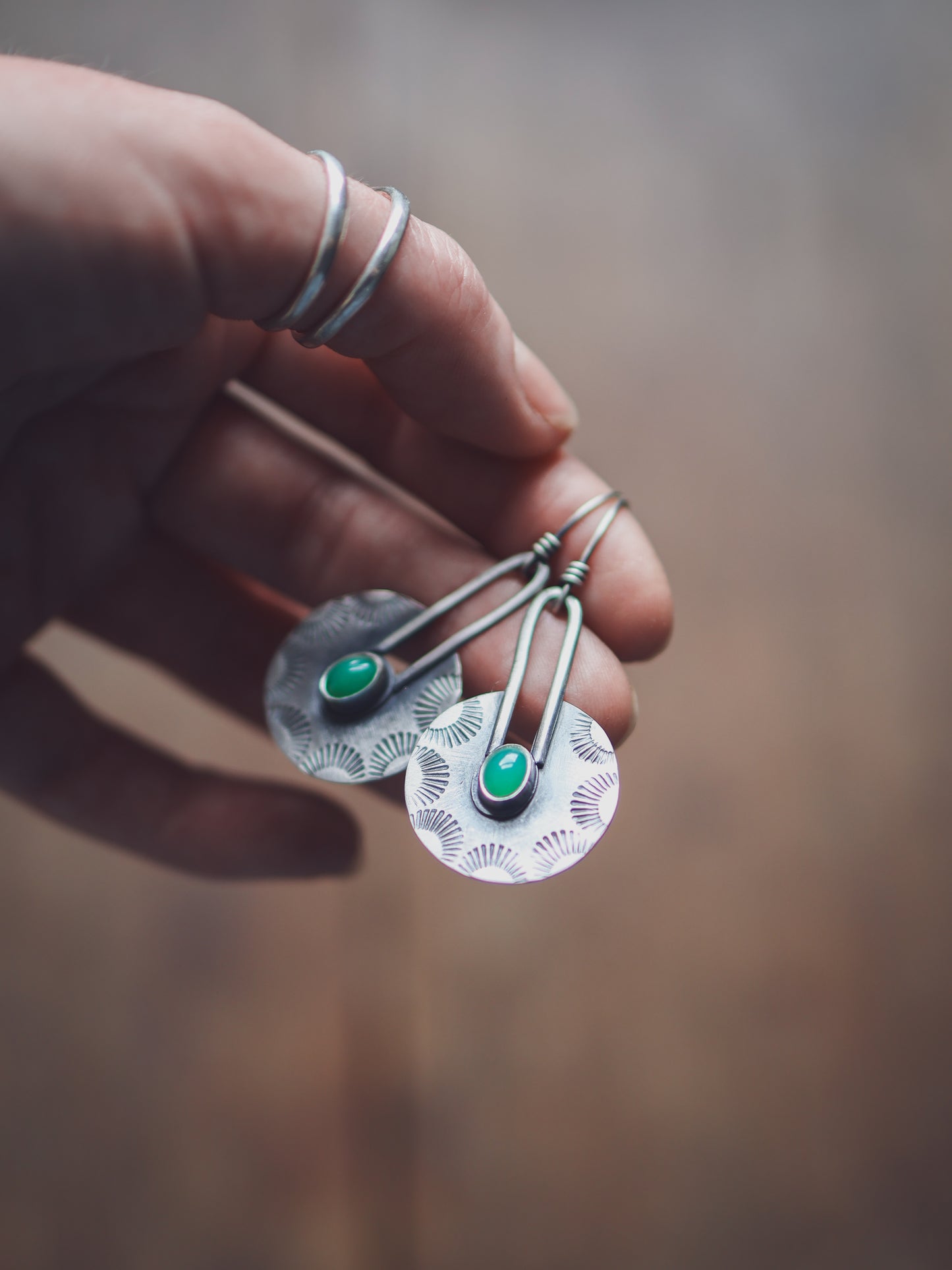 Sunray Portal Earrings - Chalcedony