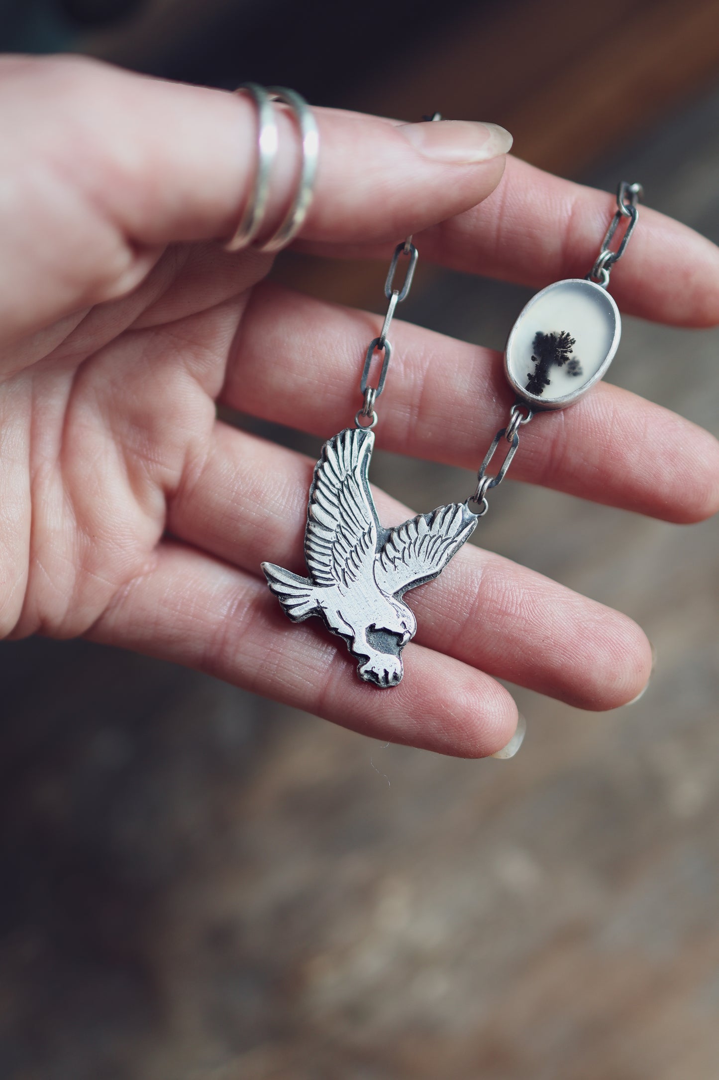 Custom for Christy - 50% Balance - Osprey + Dendritic Agate Necklace