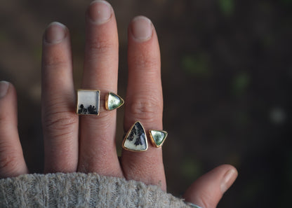 Komorebi Ring - Dendritic Agate, Green Amethyst + Gold - P-R / 7.5-8.5
