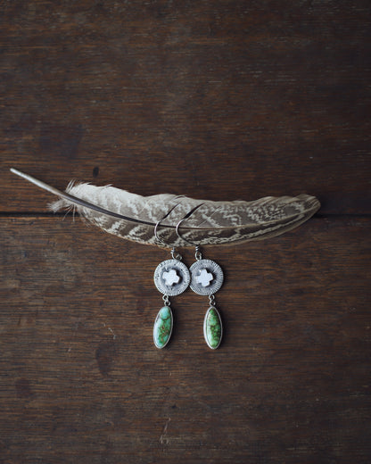 Earth & Ether Earrings - Mother of Pearl & Verde Valley