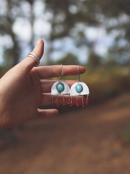 Ebb + Flow Earrings - Kingman + Carnelian