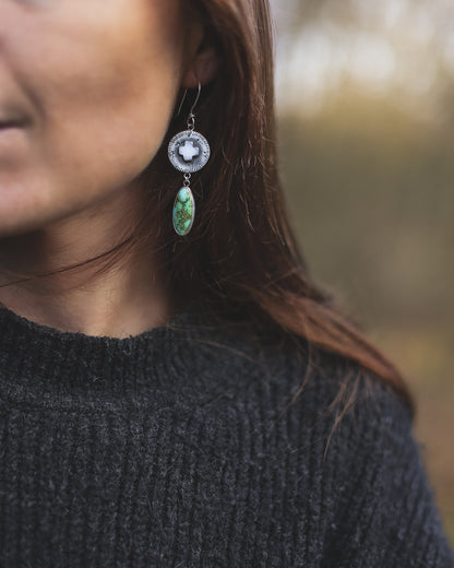 Earth & Ether Earrings - Mother of Pearl & Verde Valley