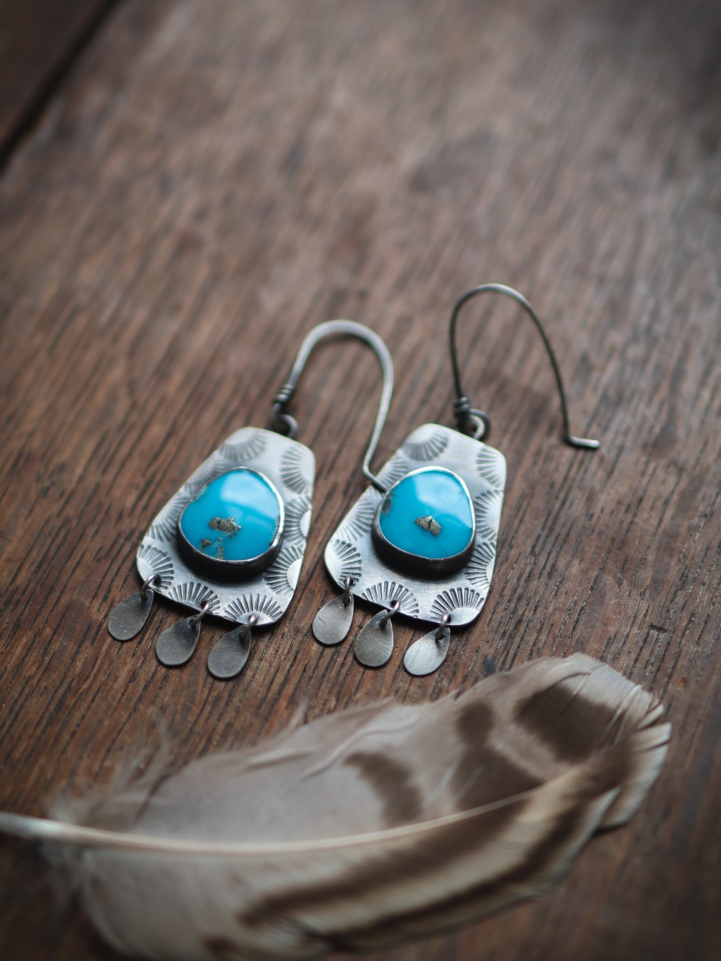 Dropper Shield Earrings - Turquoise