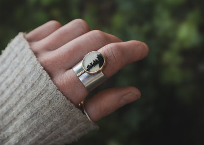 Komorebi Ring - Dendritic Agate + Gold - S / 9