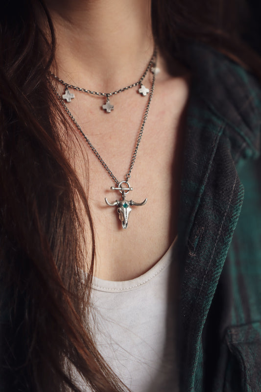 Longhorn + Emerald Necklace