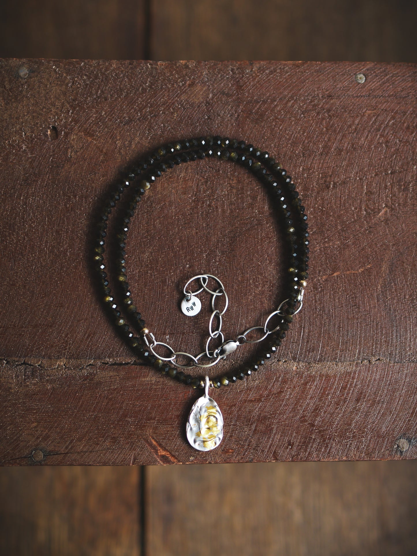 **RESERVED FOR MIA** River Relic Necklace - Golden Obsidian + 24ct Gold