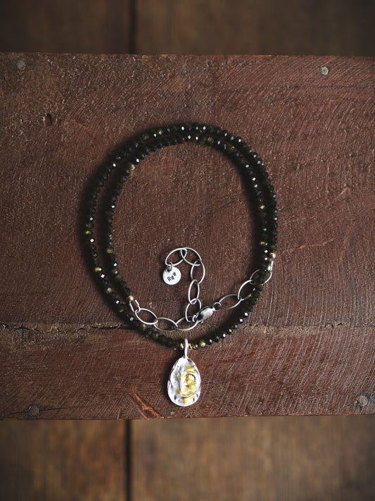 **RESERVED FOR MIA** River Relic Necklace - Golden Obsidian + 24ct Gold