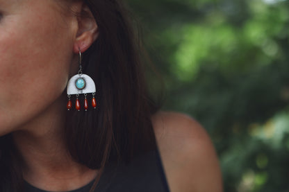 Ebb + Flow Earrings - Kingman + Carnelian