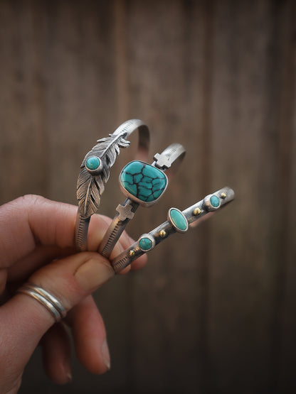Mixed Metal Turquoise Cuff