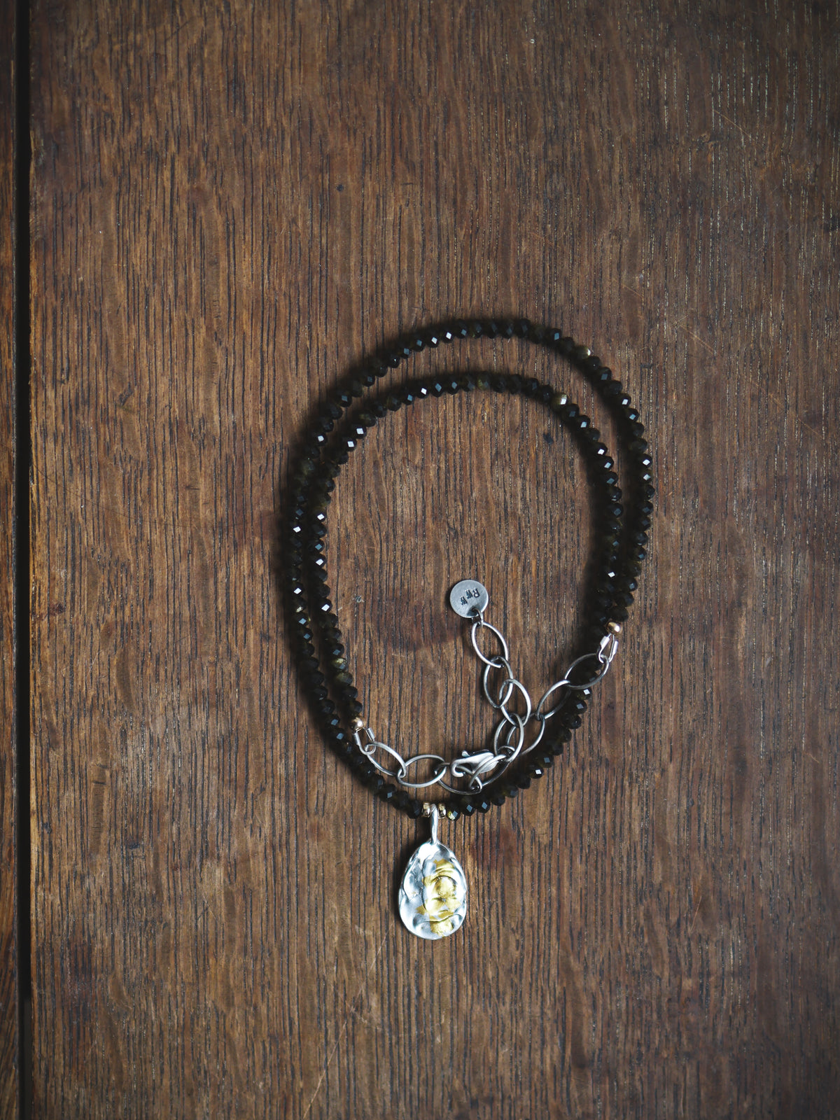 **RESERVED FOR MIA** River Relic Necklace - Golden Obsidian + 24ct Gold