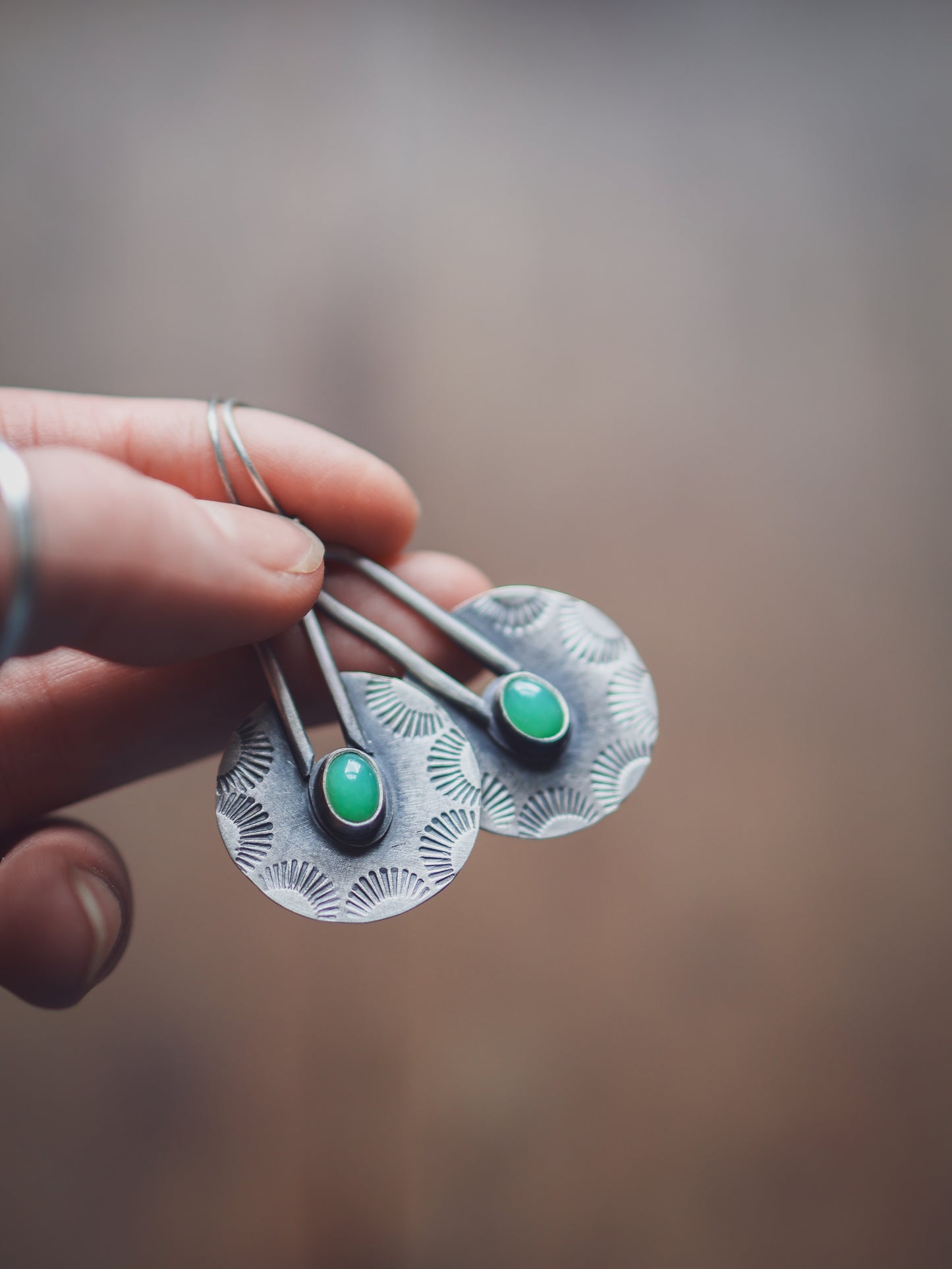 Sunray Portal Earrings - Chalcedony